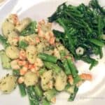 Gnocchi with Shrimp, Asparagus, and Pesto plated