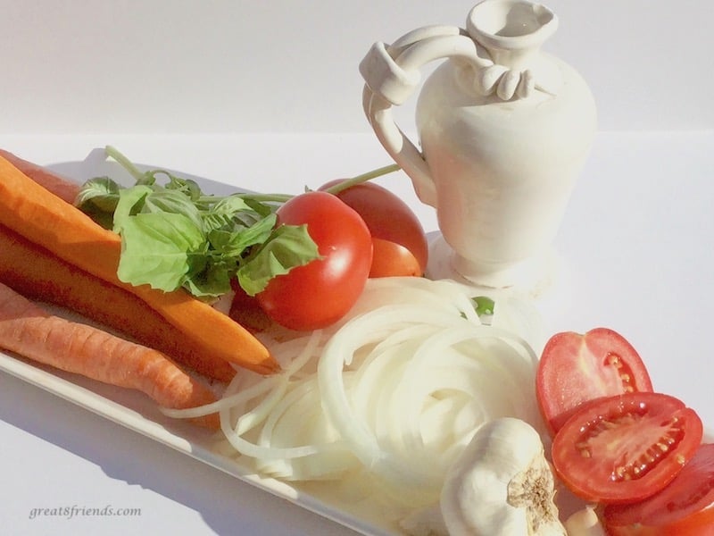 Roasted Carrot and Tomato Soup ingredients.