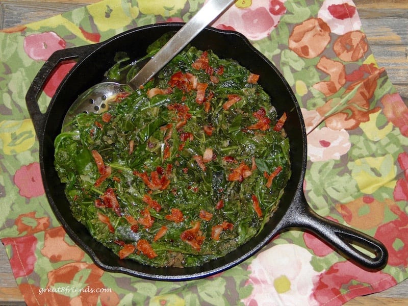 Braised greens with Bacon