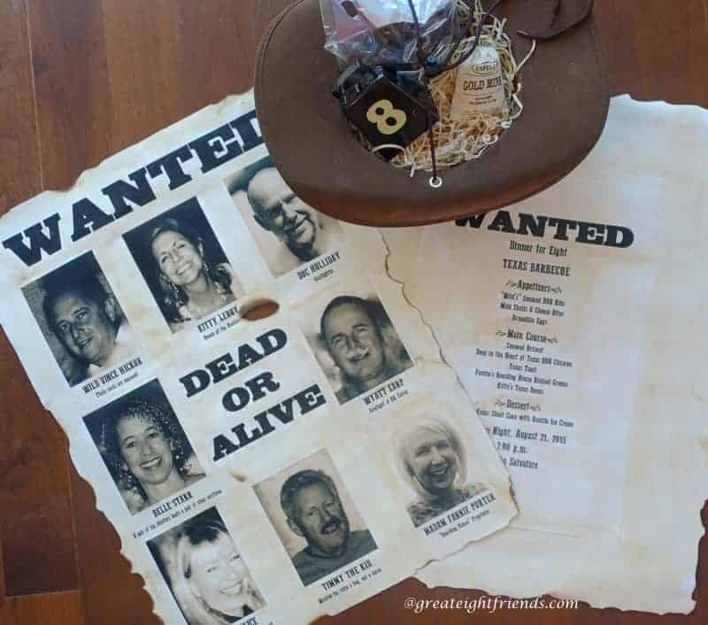 The whole invitation, with the wanted poster, and cowboy hat filled with goodies.