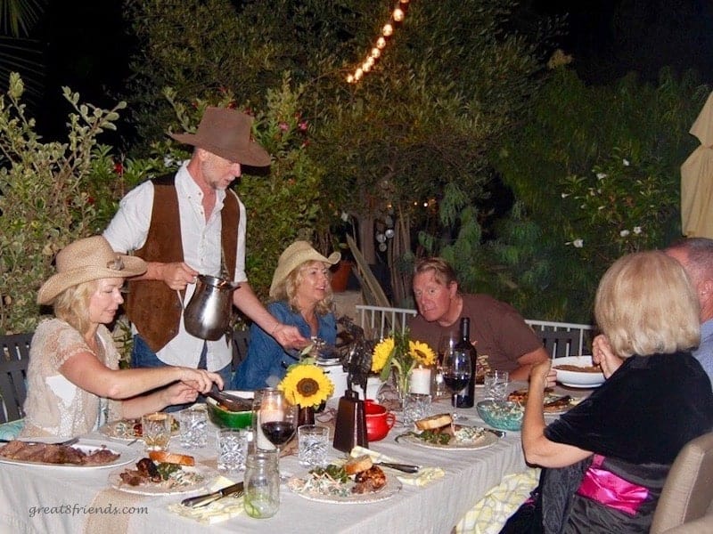 At the Wild West table with Phil pouring water.