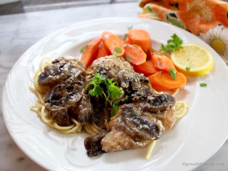 This Baked Chicken Scallopini with Mushrooms is baked in the oven instead of being cooked in a skitllet which ensures a moist and tender dish.