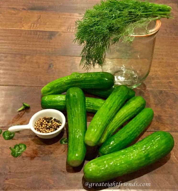 You can make these dill pickles at home by making a simple brine and marinating overnight. Stock your fridge with this tasty healthy snack.