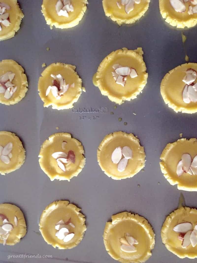 Unbaked Almond Cookies waiting for the oven.