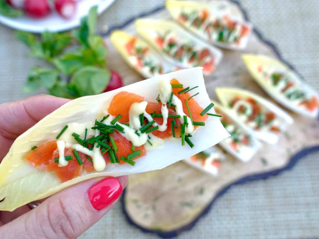 These make ahead Endive with Smoked Salmon Tapas are the perfect appetizer to serve at your next party or any time you need an easy recipe!