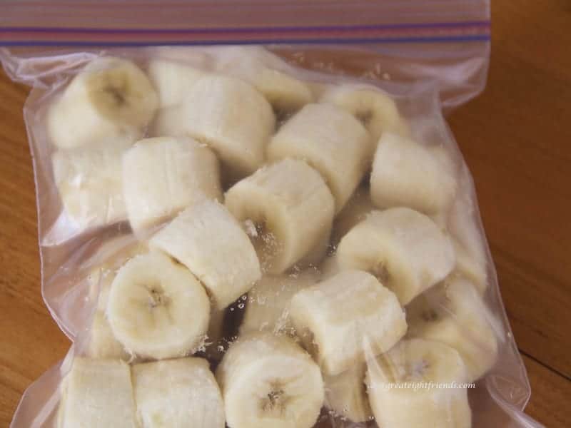 Bananas frozen and bagged