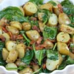 Warm Spinach and Potato Salad with Bacon Vinaigrette, that's right, Bacon Vinaigrette! This is the perfect summer side. It goes with everything!