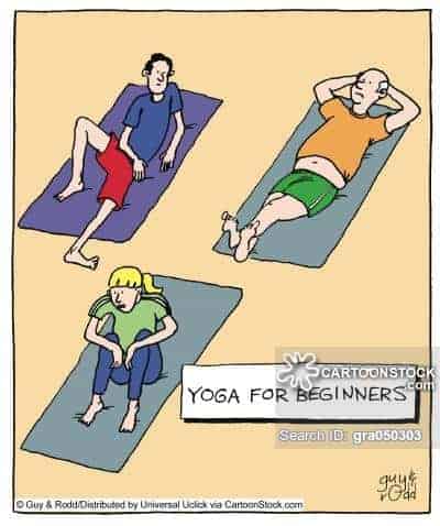 A cartoon of yoga for beginners.