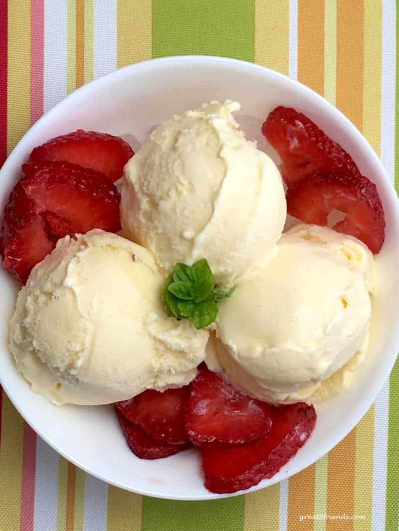 No fancy equipment necessary to make this delicious and easy vanilla ice cream. This recipe can be used with an ice cream make or without!