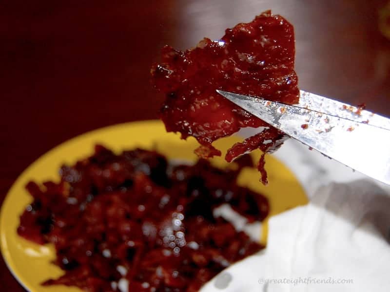 Candied bacon pieces.