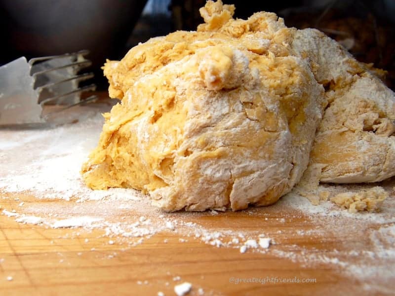 Close up of biscuit dough.