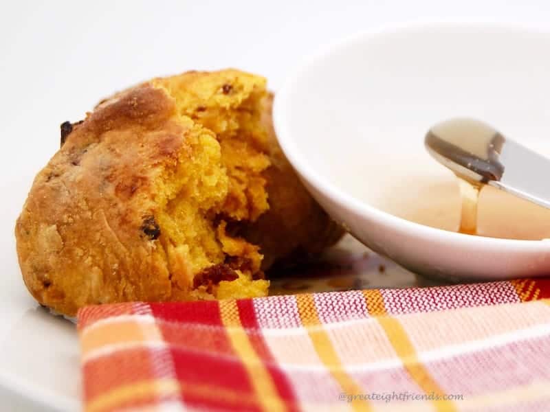 Pumpkin Biscuits with honey for dipping.