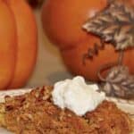 This Pumpkin Pie Crunch Dessert is so delicious and so easy to make! Start with one bowl and a boxed cake mix and you end with the perfect dessert!