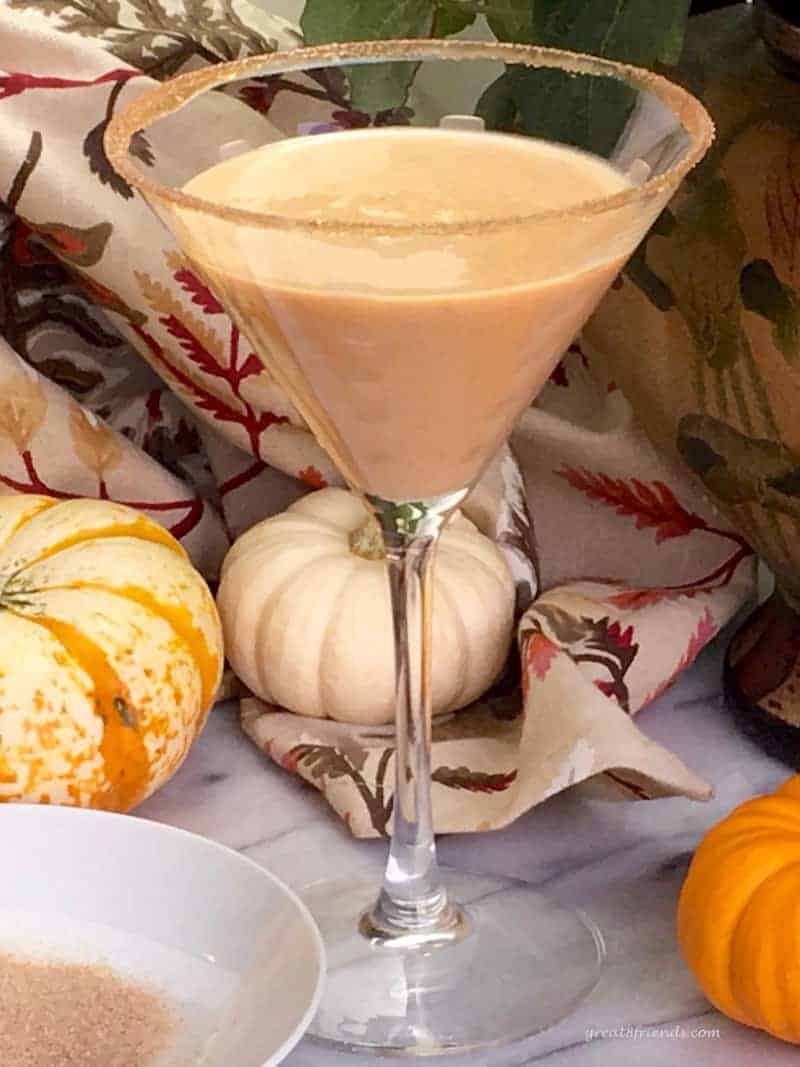 Pumpkin Irish Cream in a martini glass.