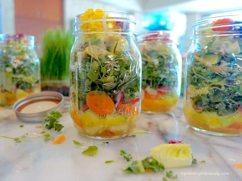 Psychedelic Salad, served in jars. 