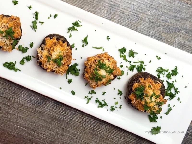 Sausage Stuffed Mushrooms on a plate.