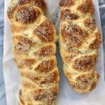 Make Debbie's Challah Bread one time and you will be hooked! It is super easy and wonderfully delicious. One recipe makes two loaves!