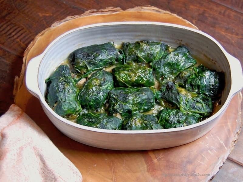 Little bundles of greens wrapped around a savory mushroom filling. So delicious and perfect for any buffet. Make a double batch for leftovers!