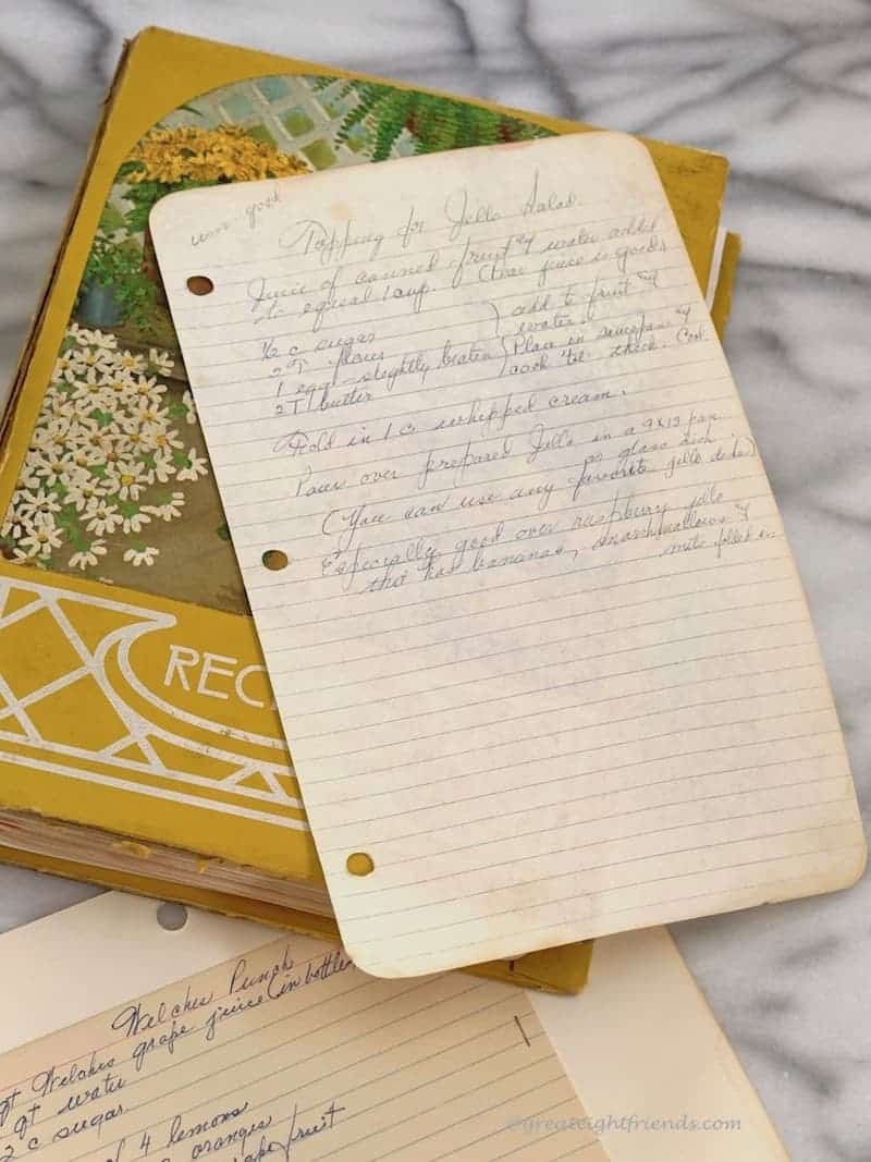 An old handwritten recipe on lined paper.