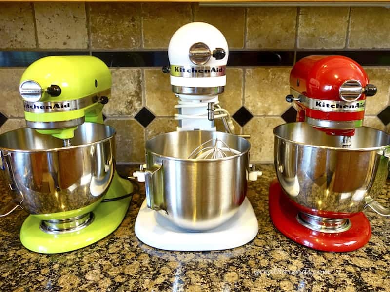 Three KitchenAid Mixers, one of our favorite kitchen tools.