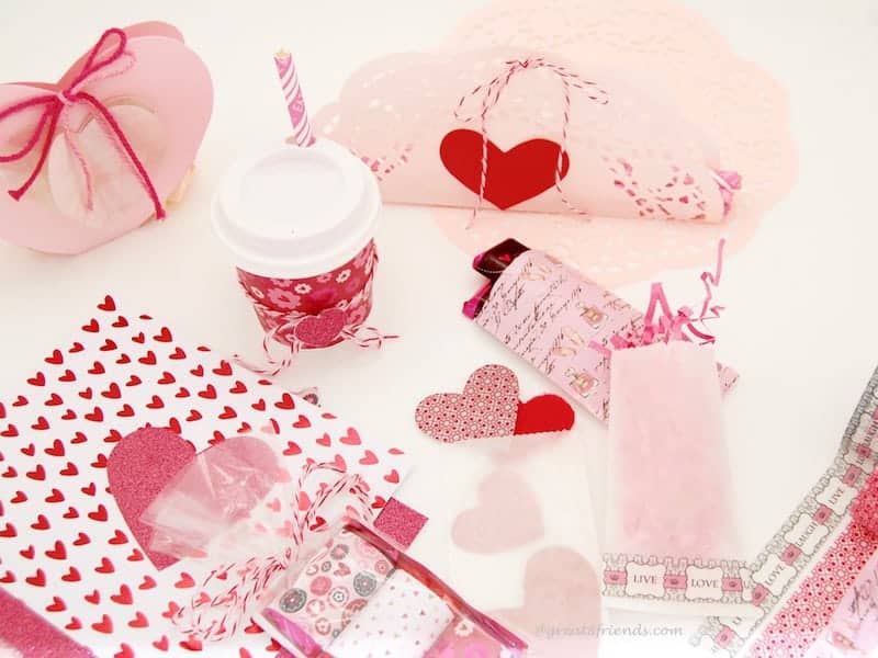 Valentine's papers and small gifts.