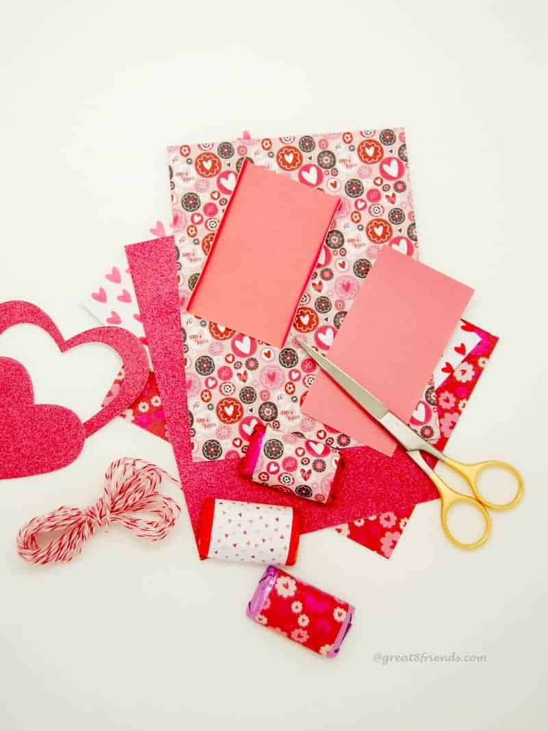 Valentine's papers and scissors.