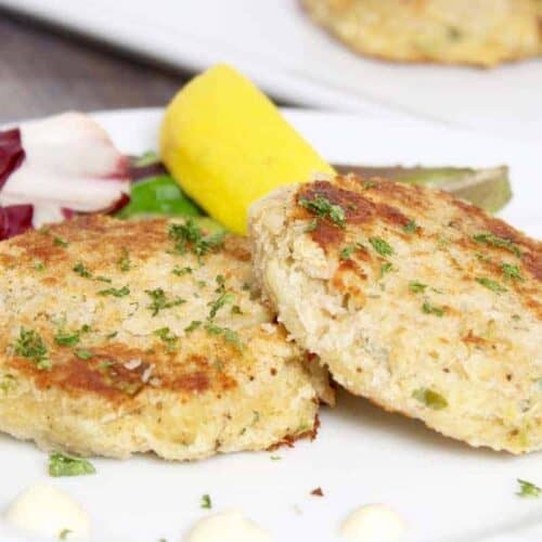 Crab cakes served as a main course or appetizer