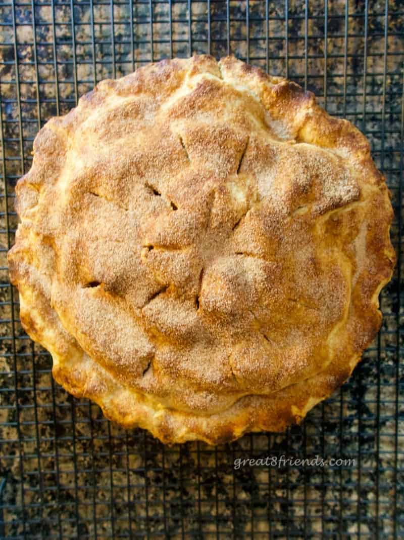 Overhead shot of a baked pie.