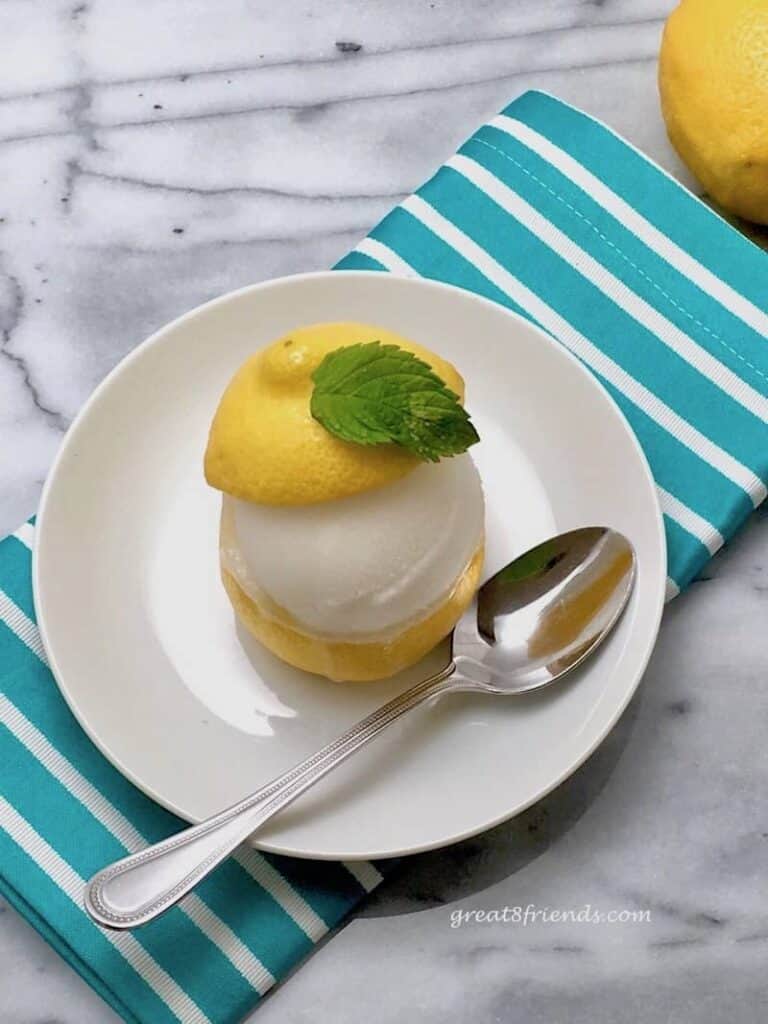 Lemon Sorbet in Lemon Cups Great Eight Friends
