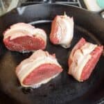 Bacon Wrapped Pan Seared Filet Mignon Steaks