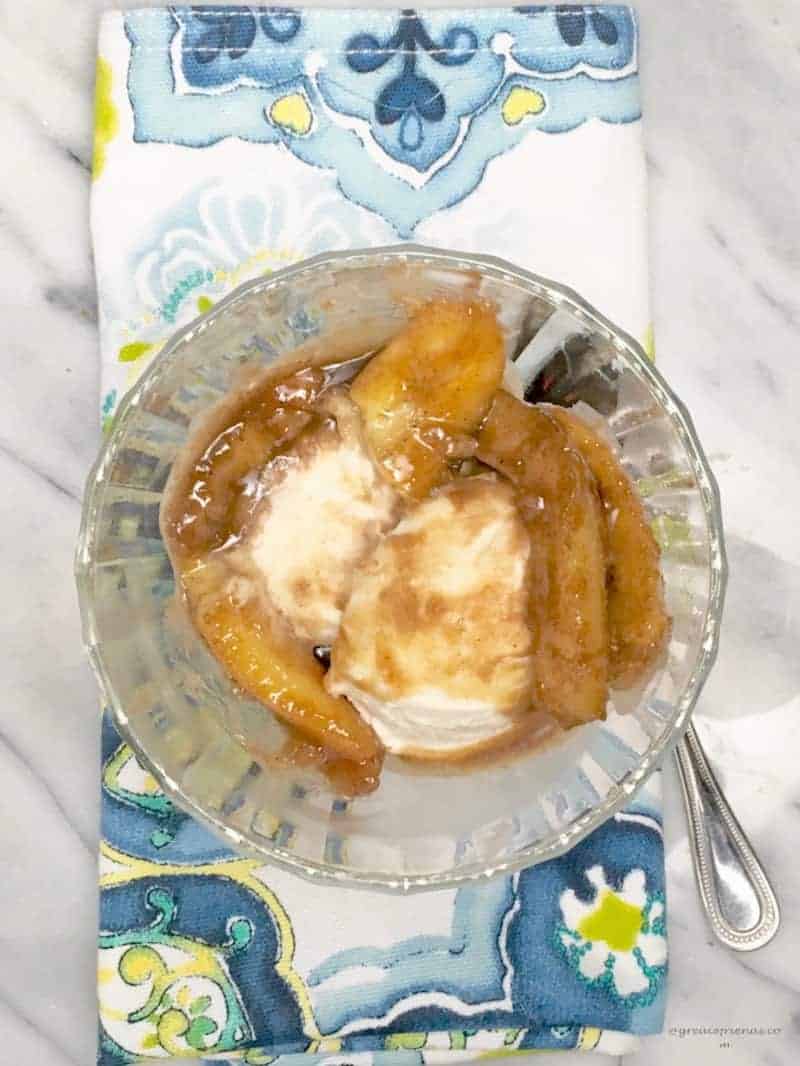 Bananas Foster with vanilla ice cream