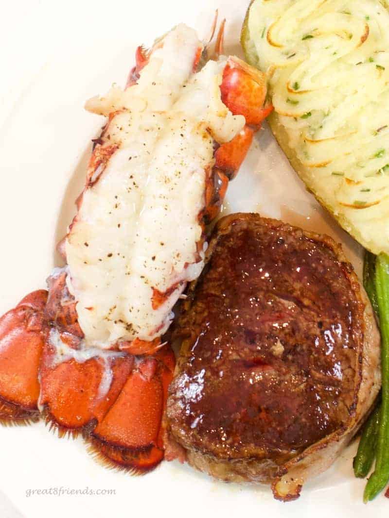 Lobster tail and filet.