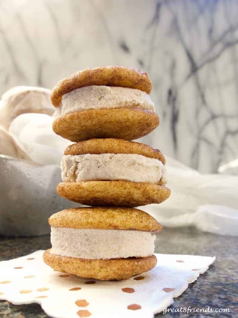 Snickerdoodle Ice Cream Sandwiches...a Gr8 cookie combined with a favorite frozen treat, what could be better? Get the recipe here!
