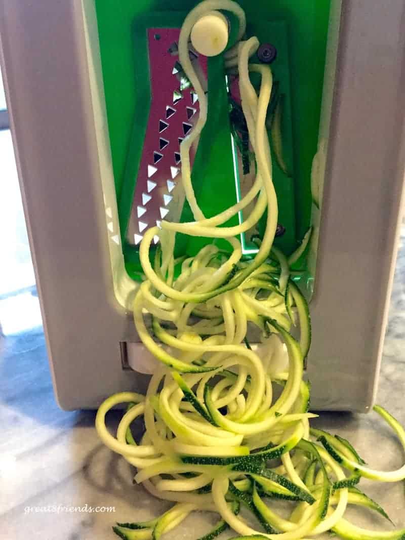 Spiralizing zucchini noodles