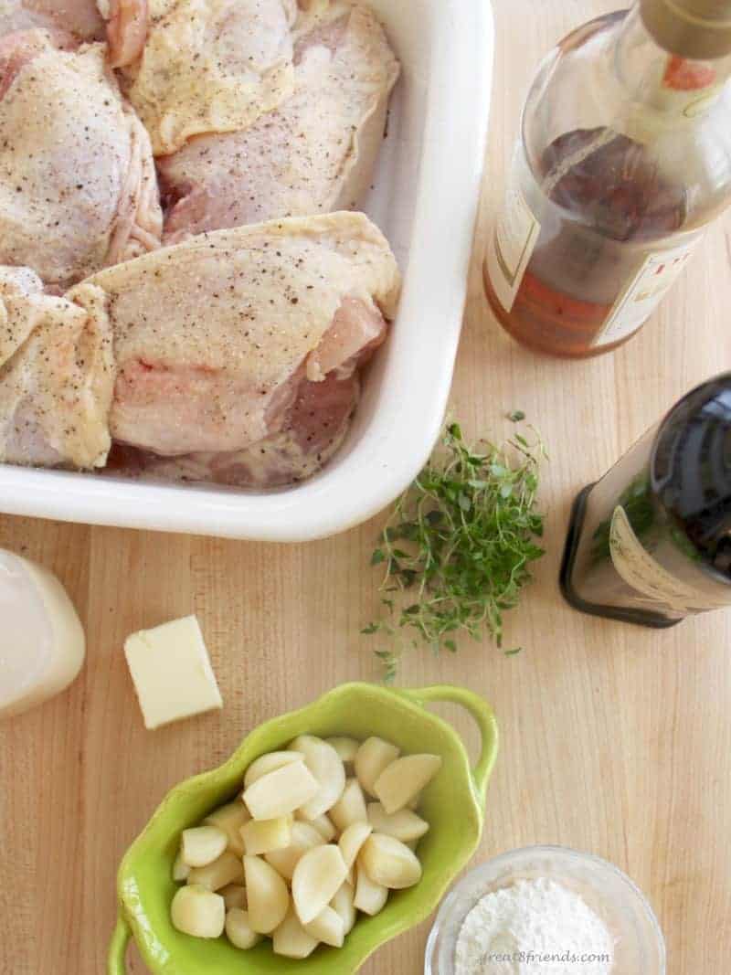 Ingredients for the recipe Chicken with Forty Cloves of Garlic. 