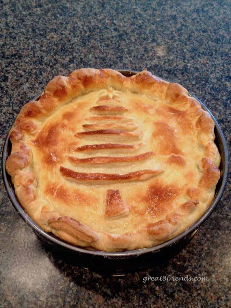 A brunch torte still in the springform pan.