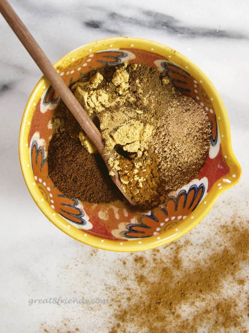 Pumpkin Pie Spice Mix before mixing in a bowl.