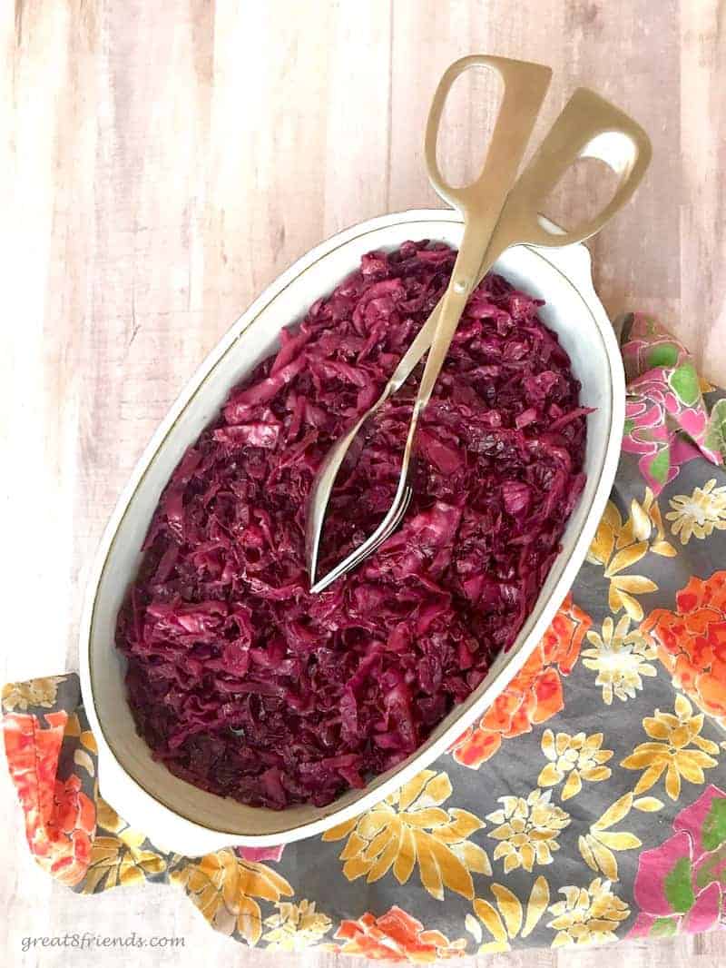 This Red Cabbage Rødkål is a colorful, very flavorful side dish often served at a Danish Christmas dinner but we will serve this dish anytime!