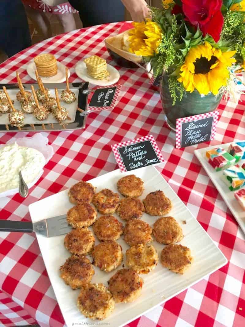 Appetizer table from '60s Sitcoms TV Dinner Party.