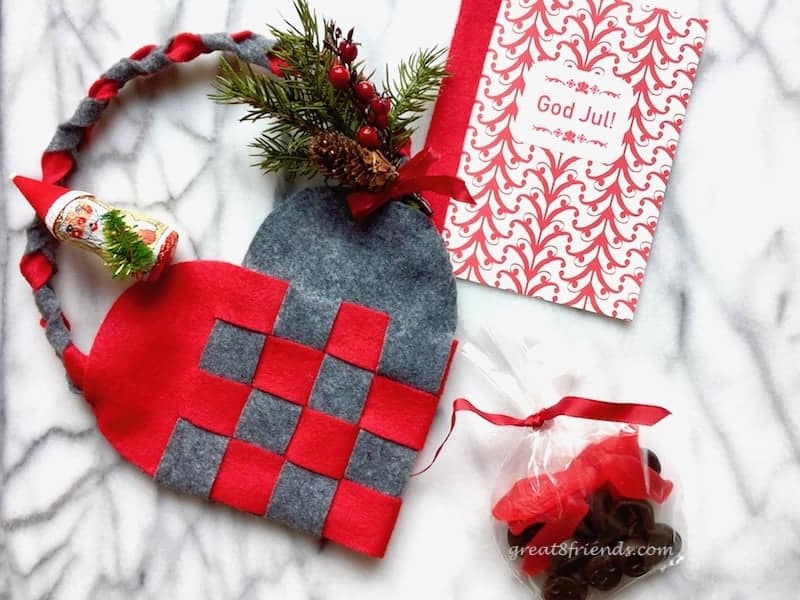 A Danish Christmas dinner invitation felt woven heart