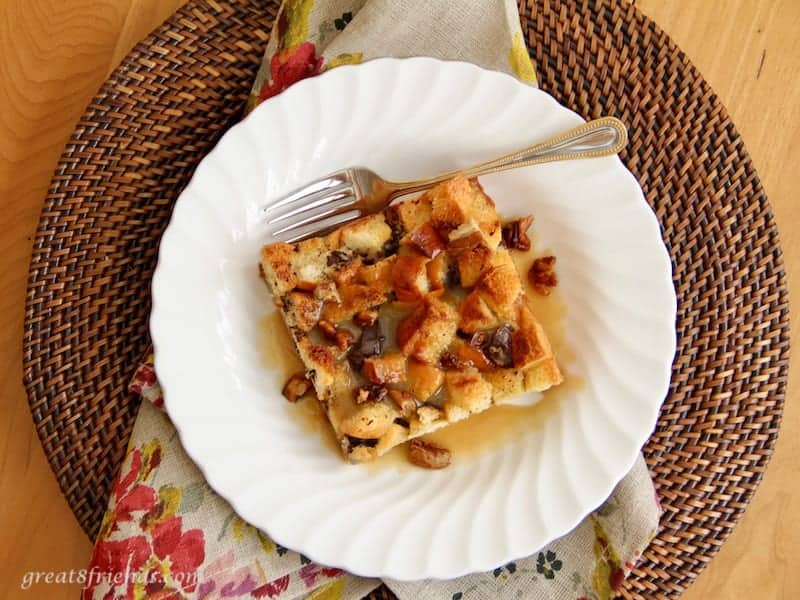 With just a few ingredients, this Bread Pudding with Praline Sauce is a dessert that is simple sweetness and real comfort food!
