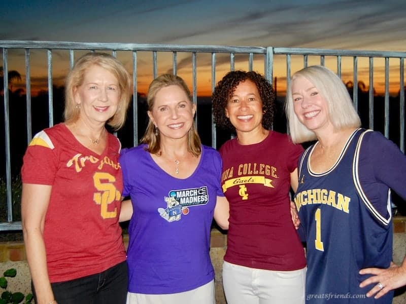 The four of us ladies with the sunset behind.