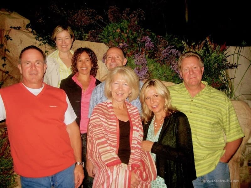 The Great 8 in the backyard posing for a photo after our backyard barbecue dinner party.