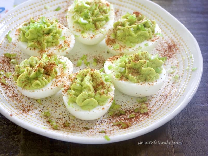 Green Onion Avocado Deviled Eggs 