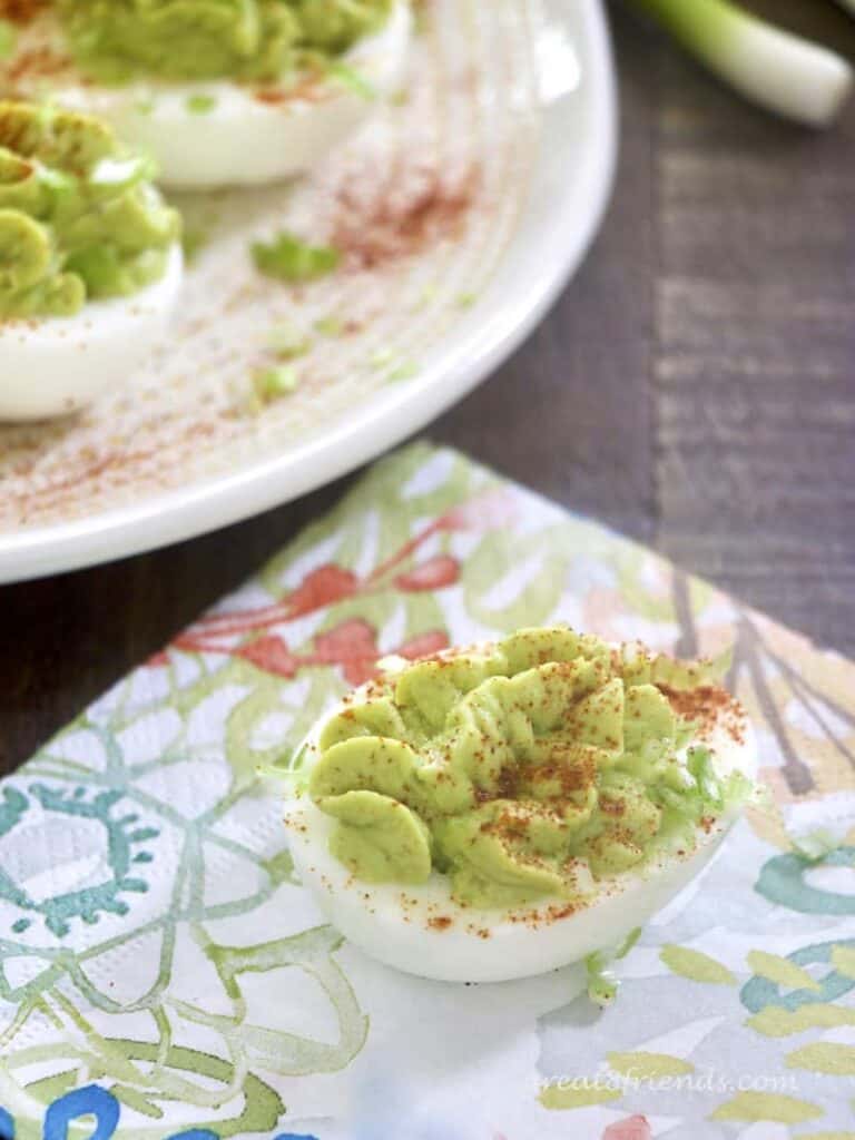 Green Onion Avocado Deviled Eggs 