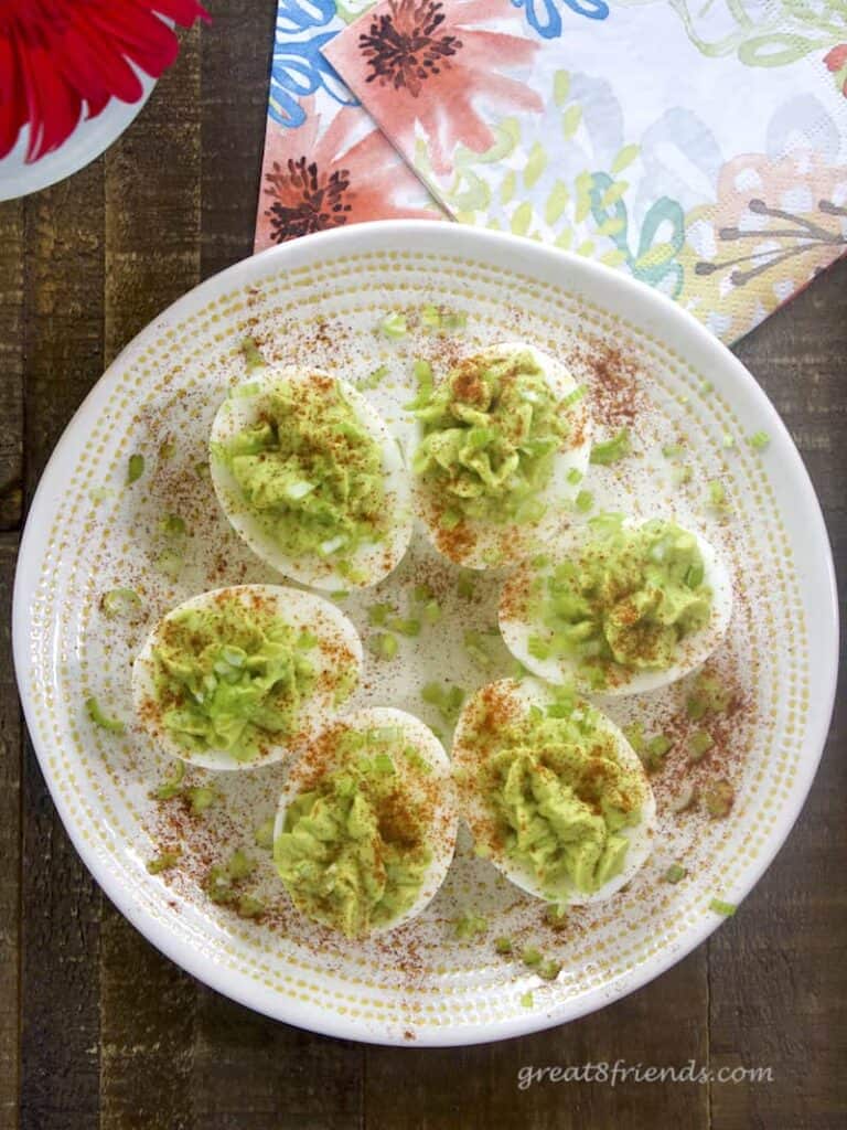 Green Onion Avocado Deviled Eggs 