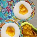 Impress your guests with this Vanilla Panna Cotta with Mango Compote. It is an unbelievably easy dessert to prepare, tasting much like a vanilla pudding with a bit of fresh fruit sweetness on top.