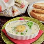 This baked eggs with mushroom and parmesan cream is and easy recipe and a wonderful main dish for breakfast, lunch or dinner!
