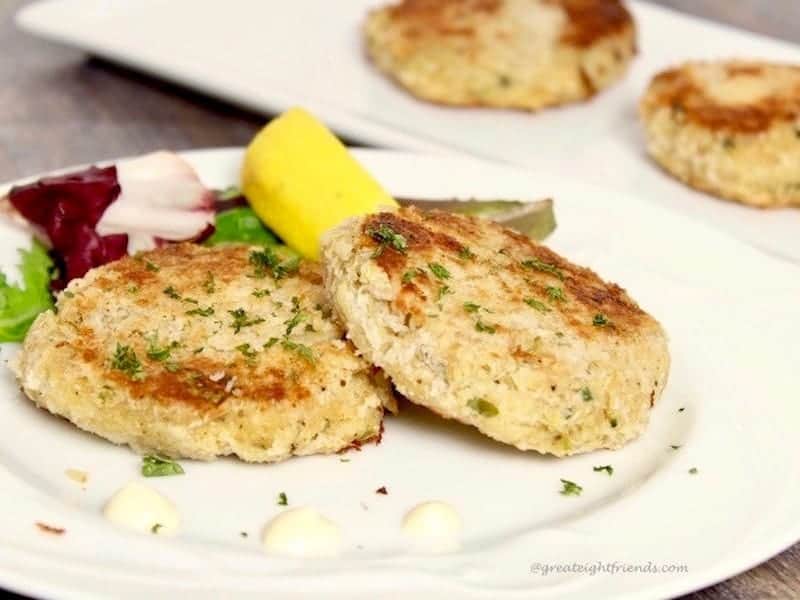 Crab Cakes served as a main course or as an appetizer.