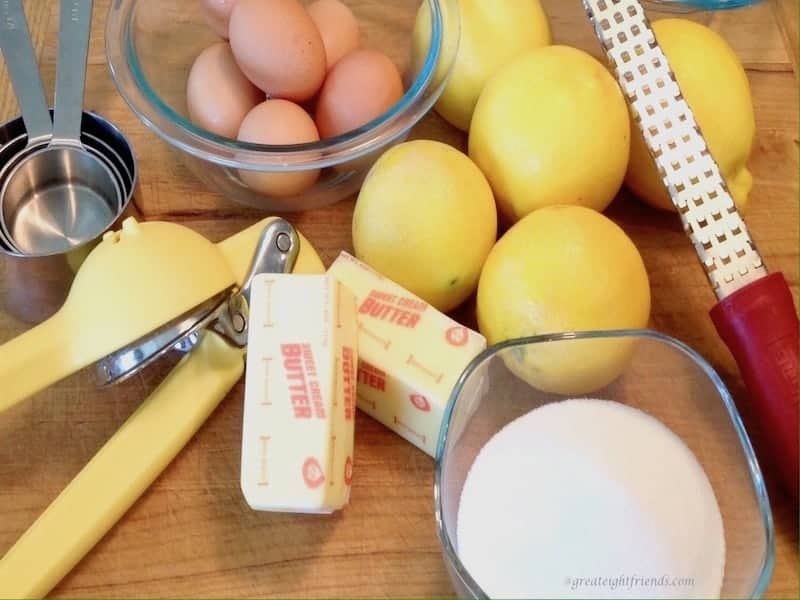 Lemons, butter, sugar, eggs